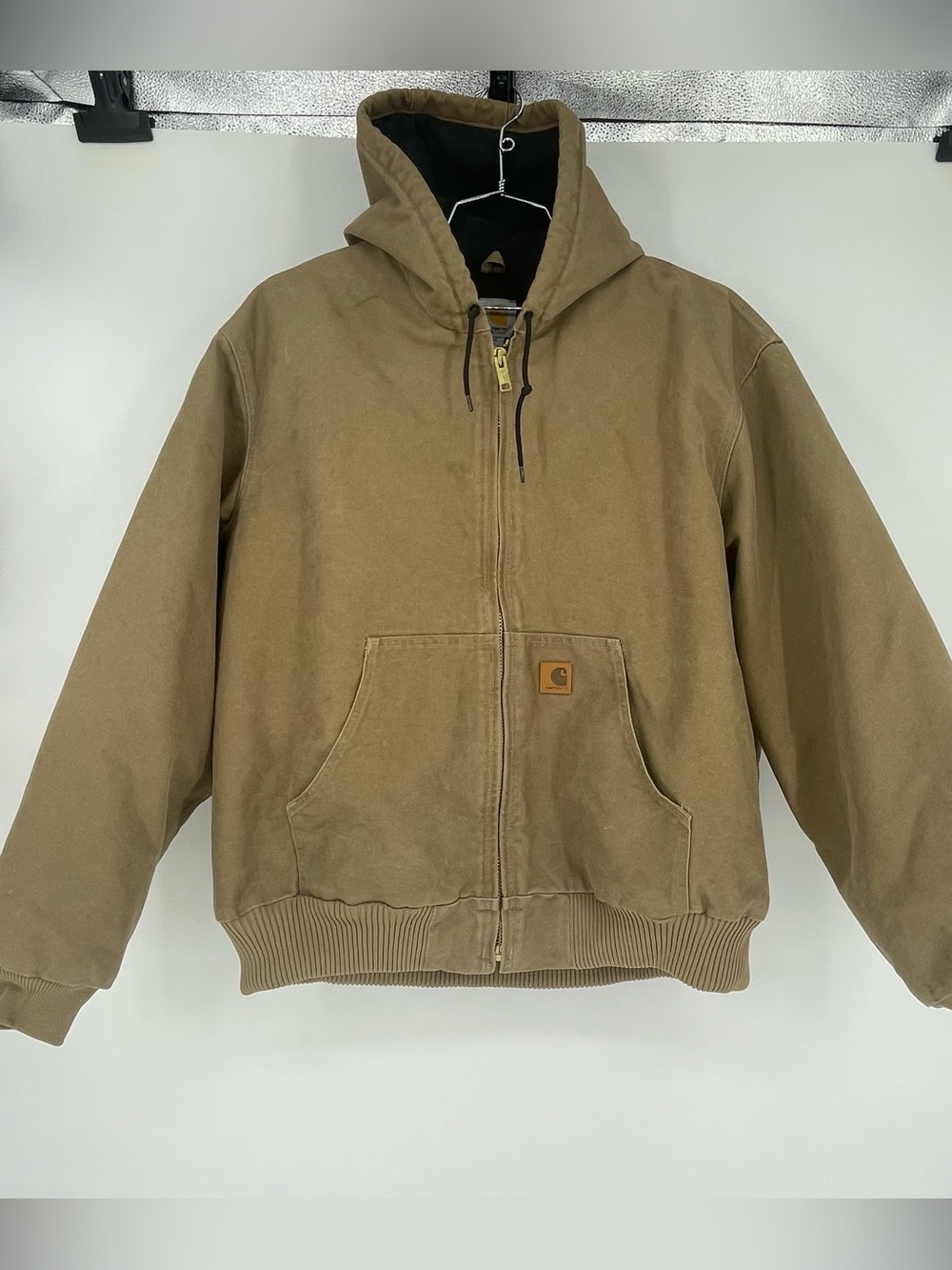 Carhartt J130 DKB brown hooded work wear jacket 2XL Used